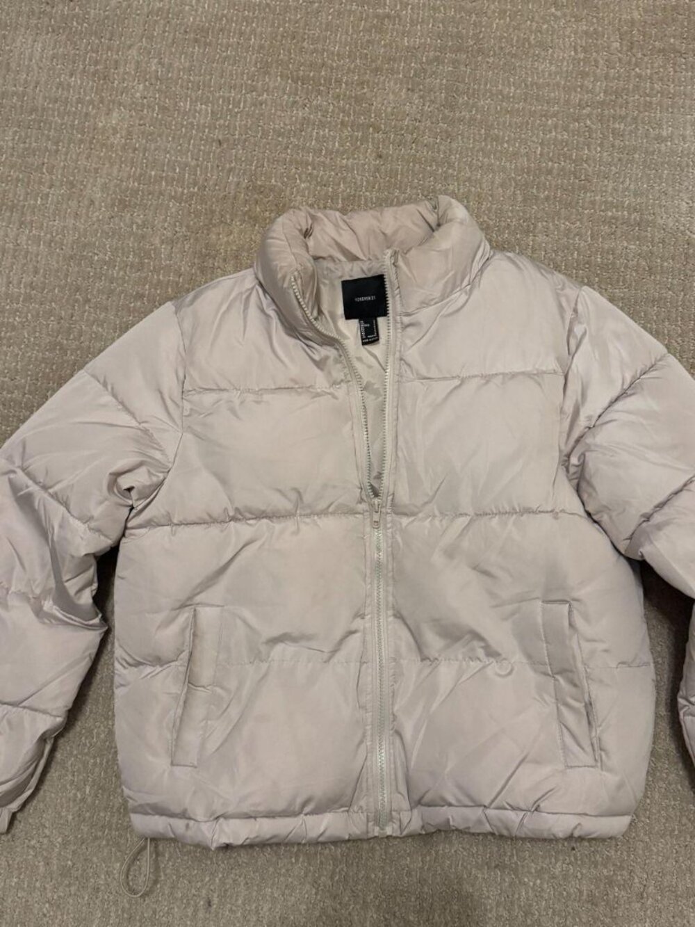 Forever 21 Cream Beige Quilted Puffer Jacket Women's S